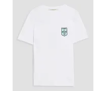 Appliquéd printed cotton-jersey t-shirt - White