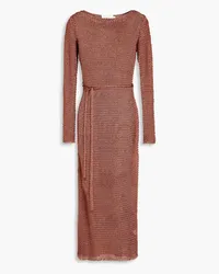 Zimmermann Belted metallic open-knit midi dress - Metallic Metallic