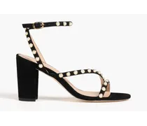Dancer Pearl 80 embellished suede sandals - Black