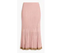 Metallic ribbed-knit midi skirt - Pink