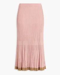 Zimmermann Metallic ribbed-knit midi skirt - Pink Pink