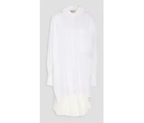 Oversized crepe-paneled crinkled cotton-poplin blouse - White