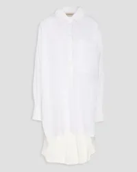 Gentryportofino Oversized crepe-paneled crinkled cotton-poplin blouse - White White