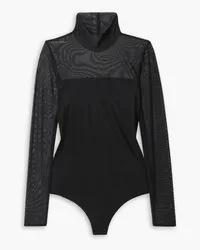 Commando Stretch-mesh and jersey bodysuit - Black Black