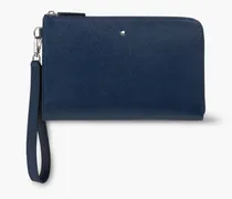 Sartorial textured-leather pouch - Blue - OneSize