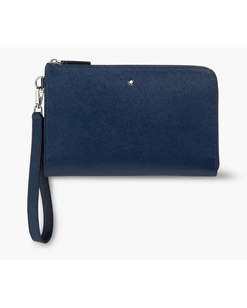 Montblanc Sartorial textured-leather pouch - Blue - OneSize Blue