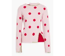 Polka-dot jacquard-knit wool sweater - Pink