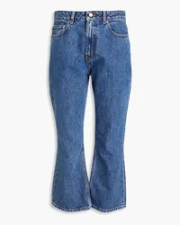 Ganni Cropped distressed high-rise bootcut jeans - Blue Blue