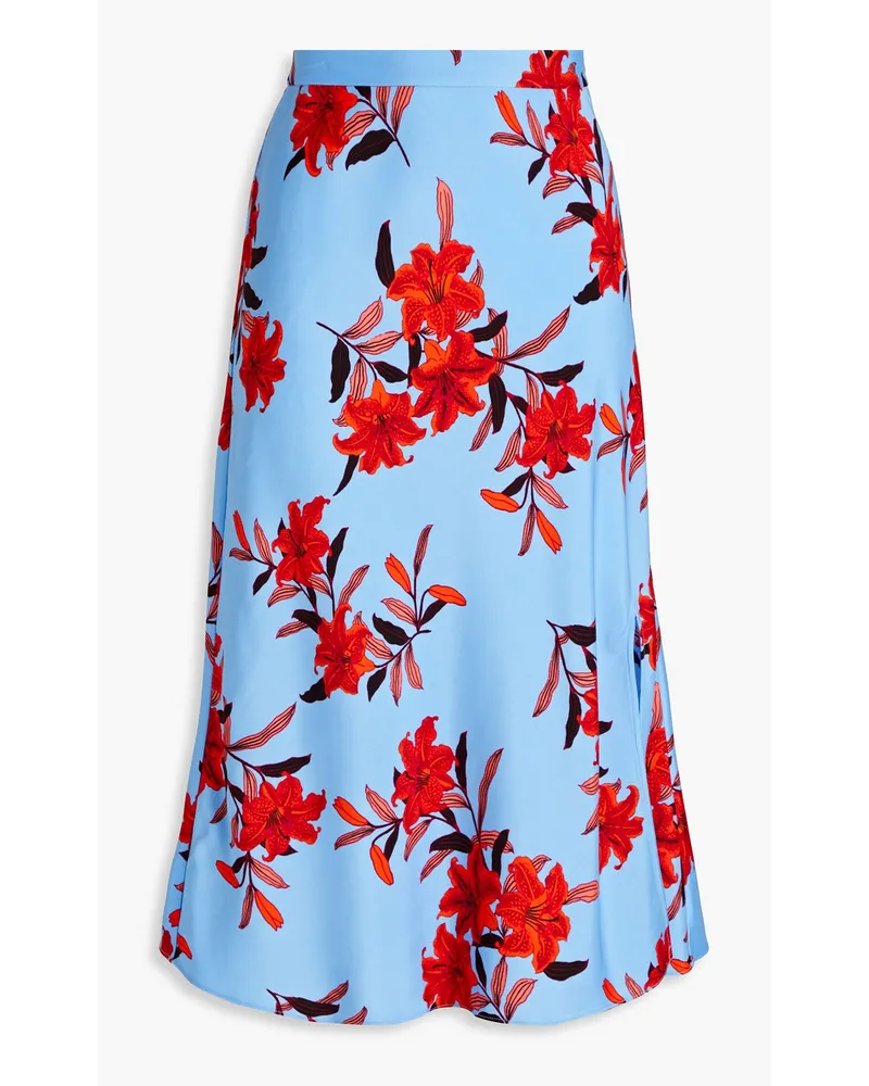 Diane von Furstenberg Beverly floral-print cady skirt - Blue Blue