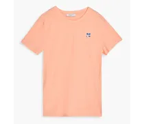 Embroidered cotton-jersey T-shirt - Orange