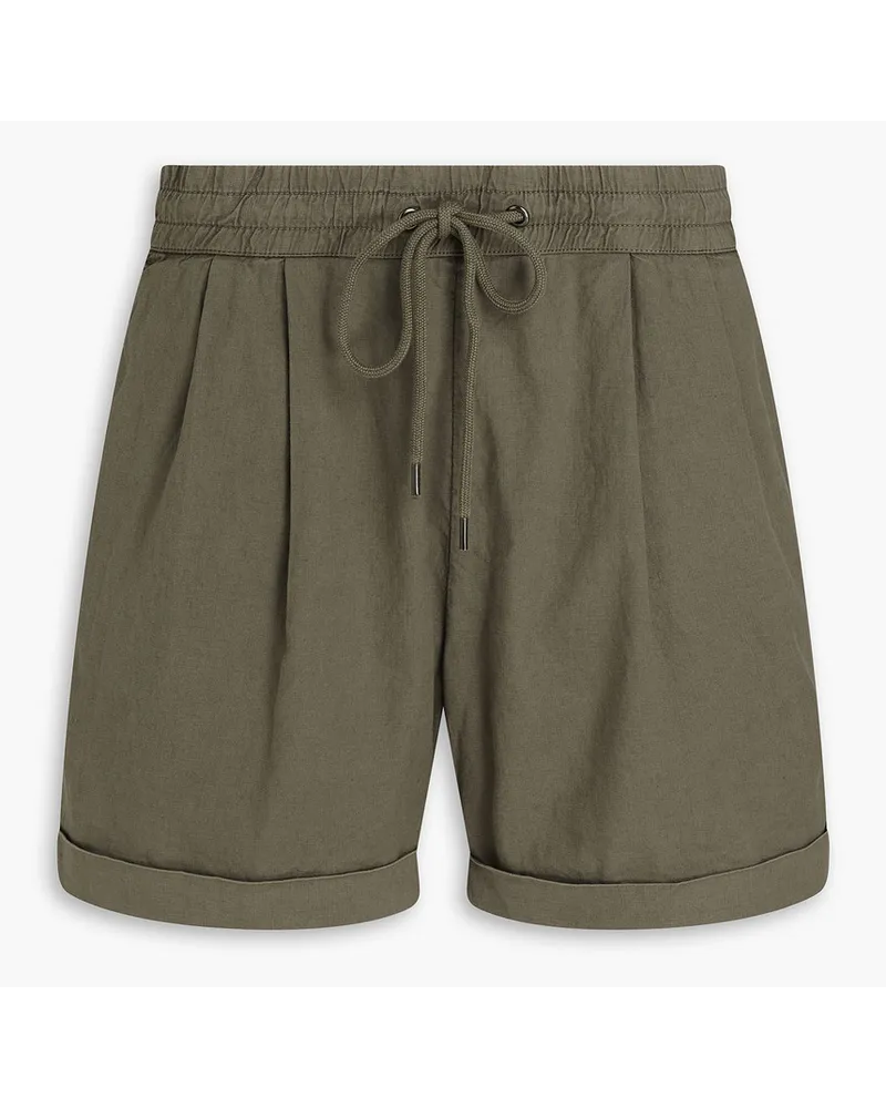 James Perse Pleated linen-blend shorts - Green Green