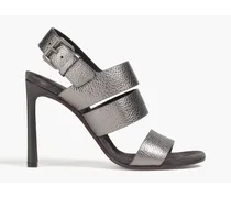 Metallic textured-leather sandals - Metallic