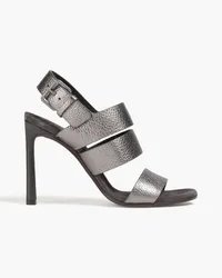 Brunello Cucinelli Metallic textured-leather sandals - Metallic Metallic