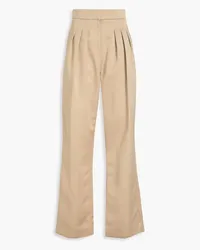 EMILIA WICKSTEAD Pleated satin wide-leg pants - Neutral Neutral