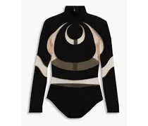 Mesh-paneled cady bodysuit - Black