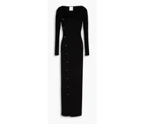 Lola cutout studded ribbed-knit maxi dress - Black