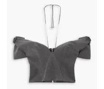 Alasia cropped off-the-shoulder felt top - Gray