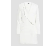 Rufflled crepe tuxedo mini dress - White