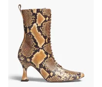 Yana snake-effect leather ankle boots - Animal print