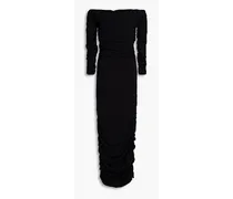 Lydia off-the-shoulder ruched jersey maxi dress - Black