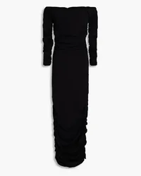 KHAITE Lydia off-the-shoulder ruched jersey maxi dress - Black Black