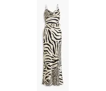 Simone zebra-print silk-satin maxi dress - Animal print