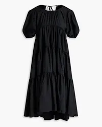 Cecilie Bahnsen Esme tiered gathered taffeta midi dress - Black Black