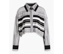 Cropped striped stretch-jersey shirt - Black
