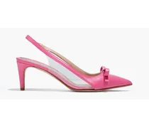 Sandie bow-embellished PVC and leather slingback pumps - Pink