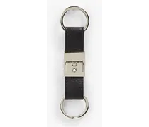 Textured-leather key chain - Black