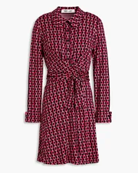 Diane von Furstenberg Didi belted printed jersey mini shirt dress - Black Black