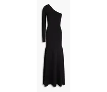 One-sleeve stretch-knit maxi dress - Black