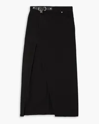 J.W.Anderson Embellished leather-trimmed denim midi skirt - Black Black