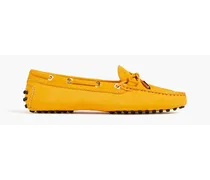 Bow-detailed suede loafers - Yellow