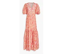 Floral-print chiffon maxi dress - Pink