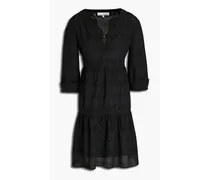 Tiered broderie anglaise cotton mini dress - Black