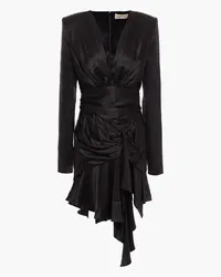 Alexandre Vauthier Asymmetric ruched stretch-silk satin mini dress - Black Black