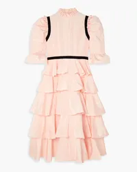 BATSHEVA Simone tiered ruffled moire midi dress - Pink Pink