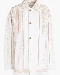 Valentino Garavani Bead-embellished denim jacket - White White