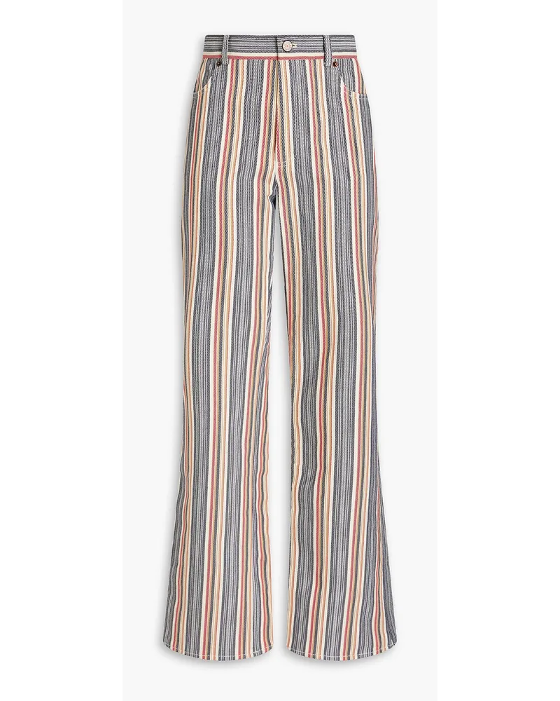 See by Chloé Striped cotton-jacquard straight-leg pants - White White