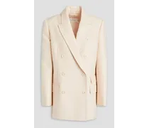 Double-breasted wool-blend blazer - White