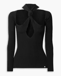 ATTICO Cutout knotted ribbed-knit sweater - Black Black