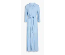 Tiered woven maxi shirt dress - Blue