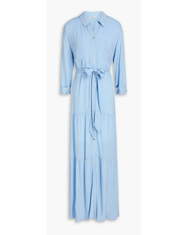 Heidi Klein Tiered woven maxi shirt dress - Blue Blue