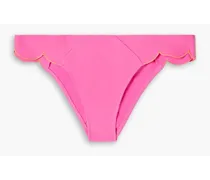 Lorna scalloped neon mid-rise bikini briefs - Pink