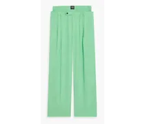 Layered woven drawstring pants - Green