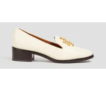 Embellished leather loafers - White