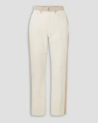 Reformation Cynthia cropped two-tone high-rise straight-leg jeans - White White