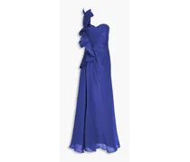 Strapless ruffled gazar gown - Blue