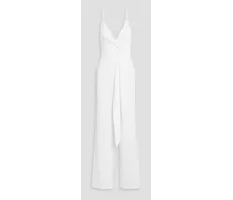 Dru wrap-effect stretch-crepe wide-leg jumpsuit - White